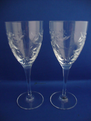 2 Weingläser Royal Doulton Kristall Jasminschliff Muster - nicht signiert (1)