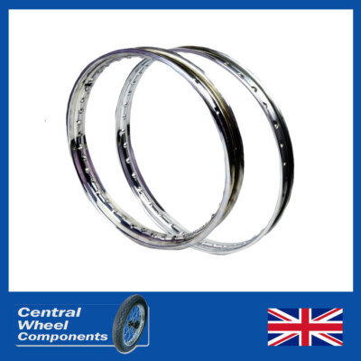 Stainless Rims - 19 x 1.60 (36) WM1 BSA D1 & D3 Bantam Hub - Front & Rear