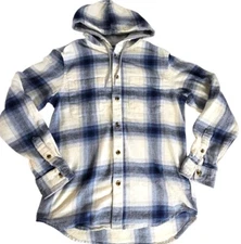 Old Navy Mens Hooded Jacket Mens Size Small Plaid Shacket Cotton