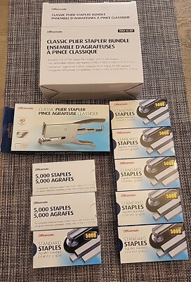 Officemate Classic Plier Stapler Bundle with 40,000 Staples,Metal,Silver (97768)