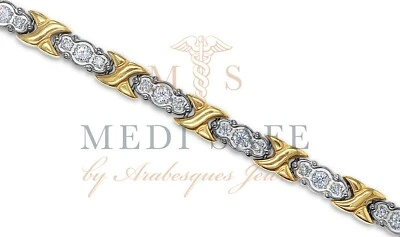 DAMEN TITAN & FUNKELNDE KRISTALL KÜSSE MAGNETTHERAPIE ARMBAND/SILBER GOLD