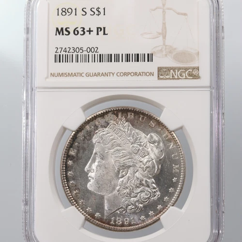 1891-S Morgan $1 NGC Certified MS63+ PL Proof Like Plus Graded Silver Dollar