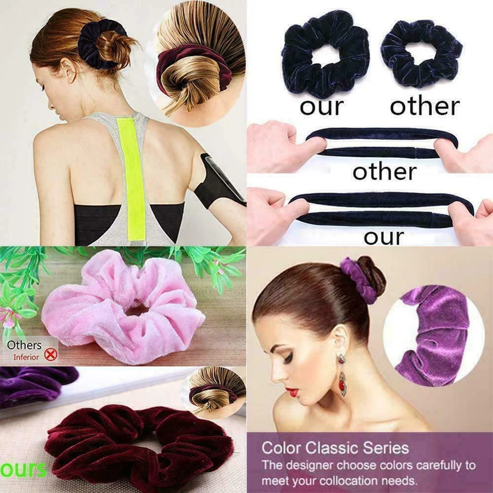 40 Piezas Mujeres Niña Cabello Crujiente Terciopelo Elástico Bandas para Cabello Corbatas Cuerda Crujientes Foto 4 de 4