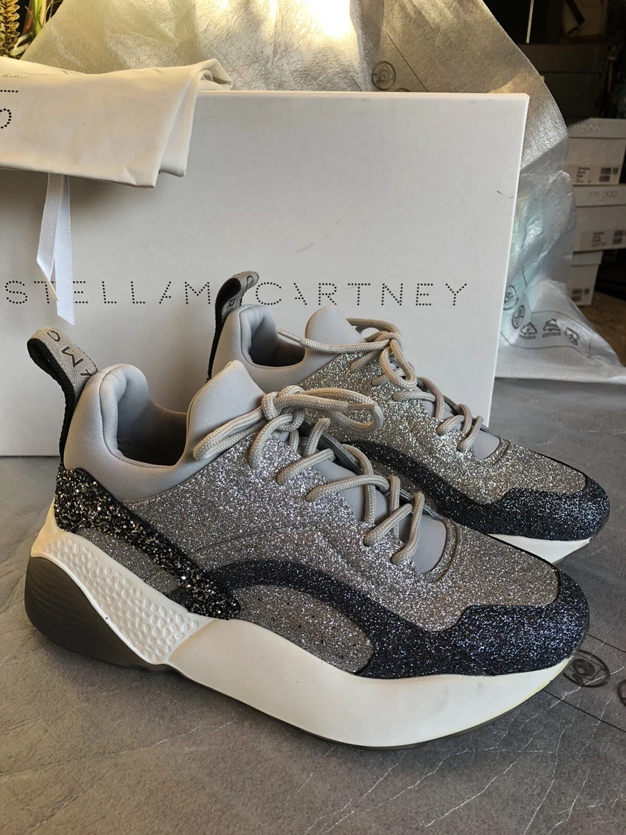 Stella McCartney Women Eclypse Glitter Sneaker. Color Gunmetal EU39. Retail 685