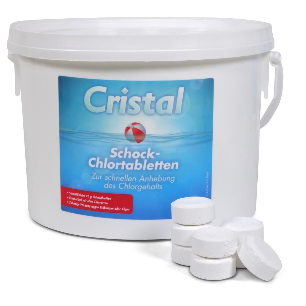 CRISTAL Schockchlortabletten (20g) 3,0 kg ChlorTabs Pool Spa Schwimmbad BAYROL