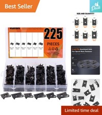 225 Pcs U-nut Clip Assortment - Auto Car Speed Nuts Fastener - 6 Sizes SAE