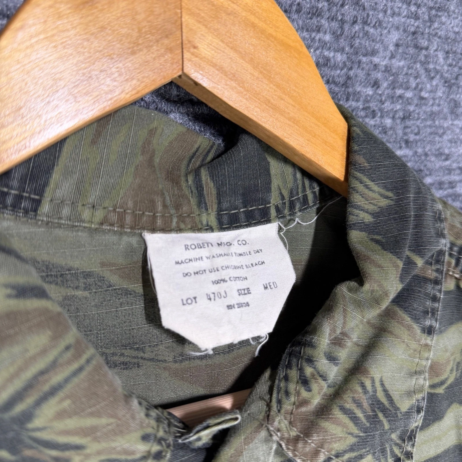 Vintage Robett Mfg Co Mens Tiger Stripe Camo Utility Shirt Jacket Med Cotton image 5