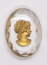 40x30mm Vintage German Glass Intaglio Woman Cameo Cabochon J110