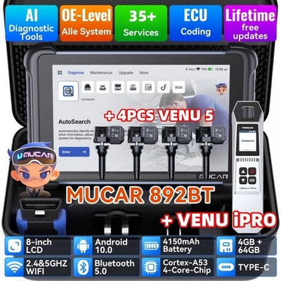 MUCAR 892BT OBD2 Diagnosegerät All System 35 Reset + 4PCS VENU5 & VENU iPro TPMS