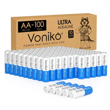 Alkaline AA Batteries 100 Pack 1.5 Volt for Electronic Devices 0.58 per gallon
