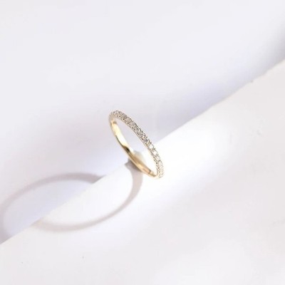 Round Cut Moissanite Gemstone With Rose Gold Plated Silver Women Band Ring #103