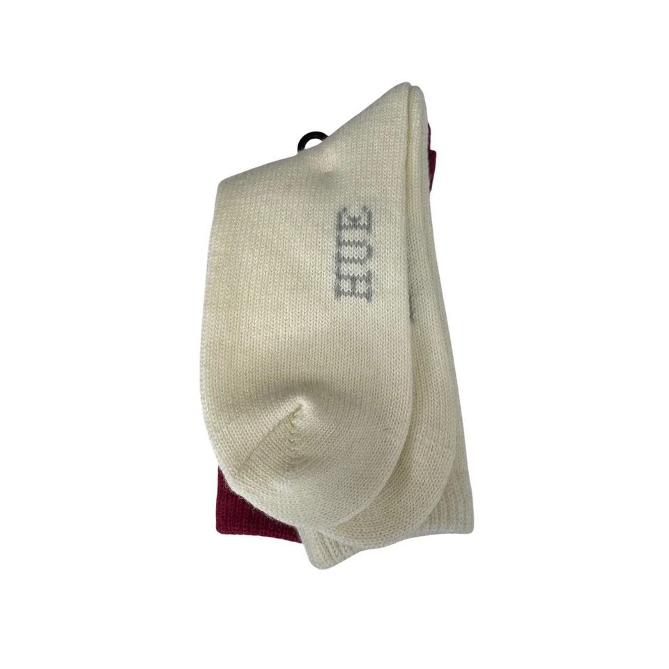 HUE Womens Boot Socks 2 Pack Heavyweight Fair Isle Snowflake Red Cream One Size - Image 3 of 3