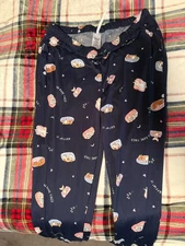 Members Mark Women’s Medium Pajama Pants Size 8-10 Blue Puppy Printed