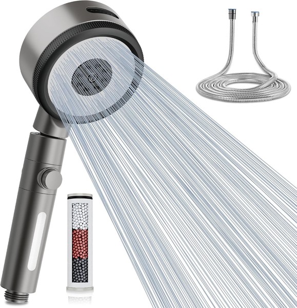 Magichome Duschkopf Mit Filter 6 Modi Hochdruck Duschkopf Mit Schlauch 1,5M |-image