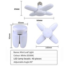 Led Bulb 40 Leds 6500k White Light Home Garage Ceiling E27 Foldable Fan Shape