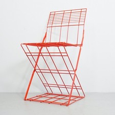 Vintage 80s/90s Zick Zack Drahtstuhl Zig Zag Chair rot nach Gerrit Rietveld G.Z