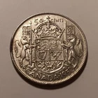1952 Canadian 50 Cents, George VI, Silver (.800), ASW .3oz