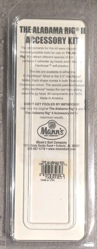 5 cabezales de plantilla de agua salada con nariz dura, blanco, Manns Bait Company, The Alabama Rig II Foto 2 de 2