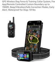 GPS Wireless Dog Fence Training Collar up to 7000ft, Beep/Vibration/Safe