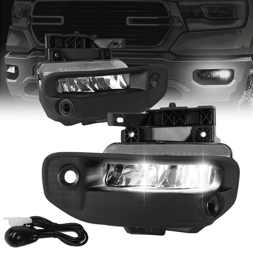Clear Lens LED Front Bumper Fog Light Lamps +Switch For 19-22 Ram 1500 (DT 5th) - Bild 1 von 9