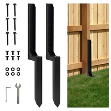 2 Pack Heavy Duty Steel Fence Post Repair Stakes Kit,Ground Spike for Black