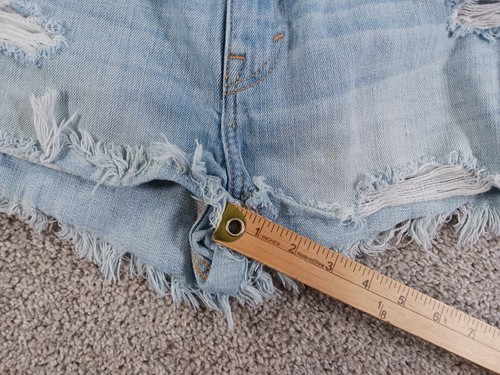 Abercrombie & Fitch 4 Womens Shorts W27 Light Blue Cufoff Distressed Cotton - Picture 5 of 10
