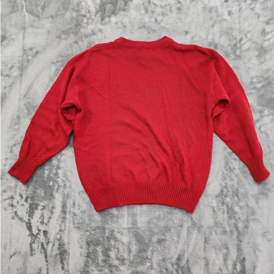 Suéter Vintage Beautifully Mine Para Mujer M Rojo Cuello Redondo Pullover Perlas Cuentas Foto 4 de 4