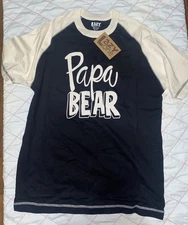 Lazy One Unisex  Black "Papa Bear" 100% Cotton Short Sleeve Shirt Size XS