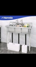 Commercial Kitchen Bar Sink 3 Compartment Stainless Steel Laundry Sink W/ Drains