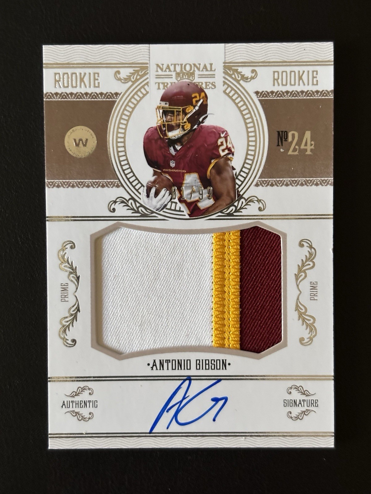 2020 National Treasures Antonio Gibson Crossover Rookie Material Signatures #/99