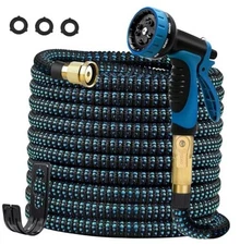 2025 Upgrade 50FT Expandable Garden Hose Water Hose with 10-Function BLUE-NYLON