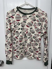 Womens Burts Bees Organic Cotton Christmas Holiday Mittens Pajama Set Size XS