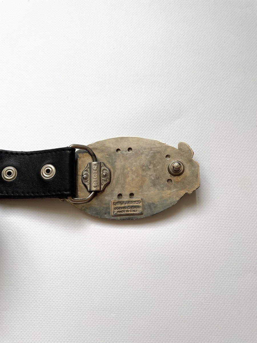 小物 Rare Vintage DSQUARED2 Belt Large Buckle Vintage Dsquared2 big metal buckle Gothic Spell out Leather Belt