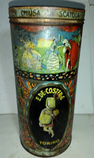 ANTICA SCATOLA DI LATTA IN ART DECO'/LIBERTY ANNI 30 A CILINDRO DI 34 CM