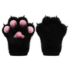 Furry Faux Fur Fox Cat Paws Gloves Animal Fursuit Mittens Halloween Christmas...