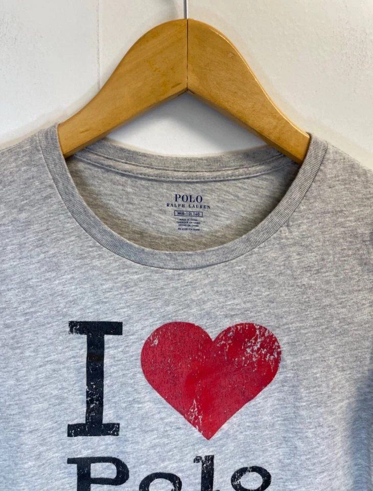 Polo Ralph Lauren девочек Kids серый я люблю поло футболка футболка M 8-10 длинным рукавом - Изображение 3 из 4