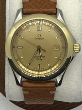 Omega 36mm Seamaster 18k Yellow Gold and Crown Men's Quartz Watch 2311.10