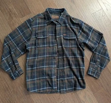 Orvis Flannel Heavy Shirt Mens XL Brown Plaid Long Sleeve Cotton