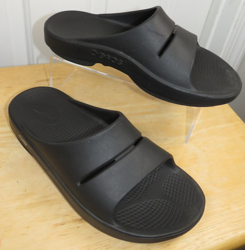 Oofos Ooahh Recovery Slide Sandals Mens 8/Womens 10 Black Rubber Comfort Unisex