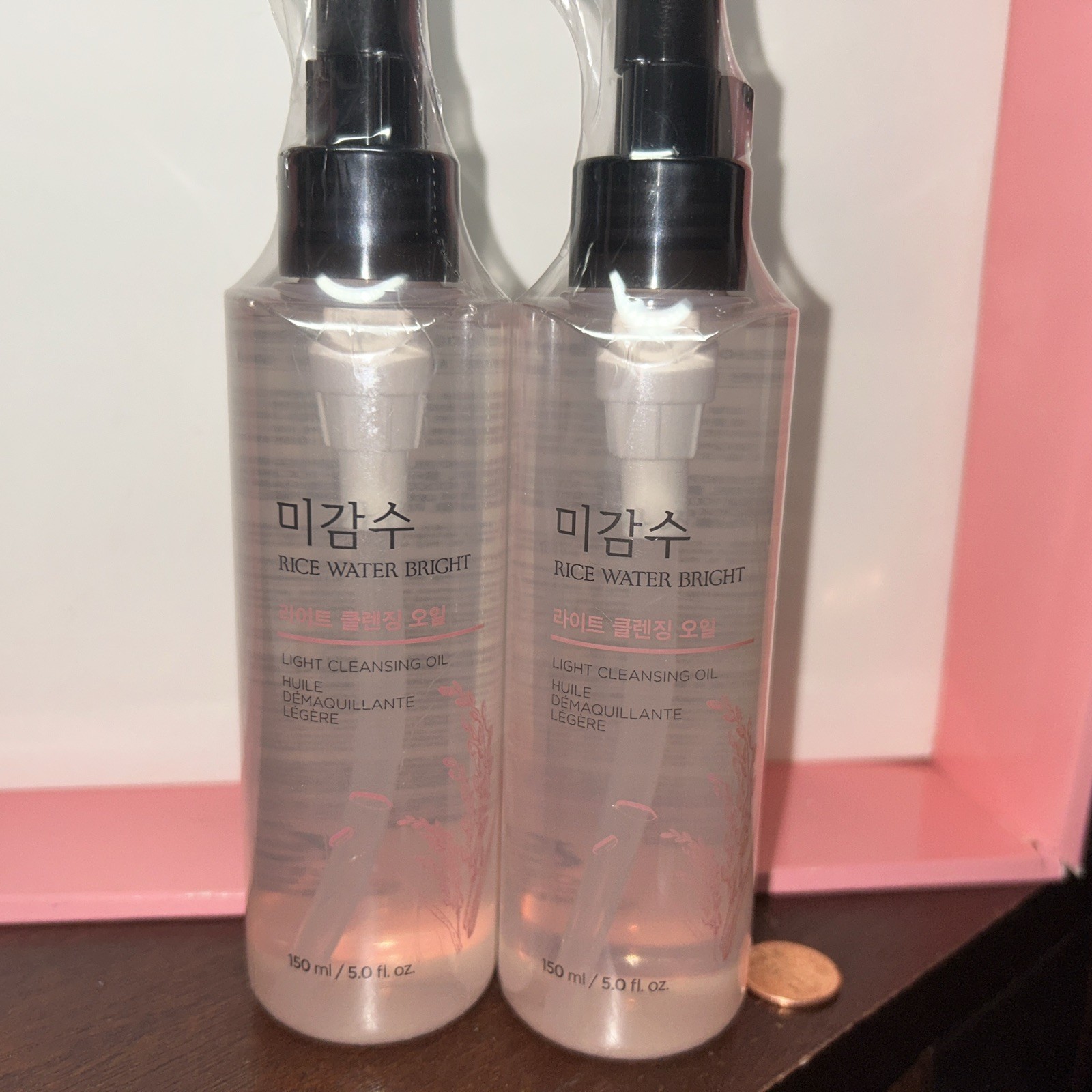 THE FACE SHOP RICE WATER BRIGHT 2x Light Cleansing Oil Pump 5oz Each SEALED