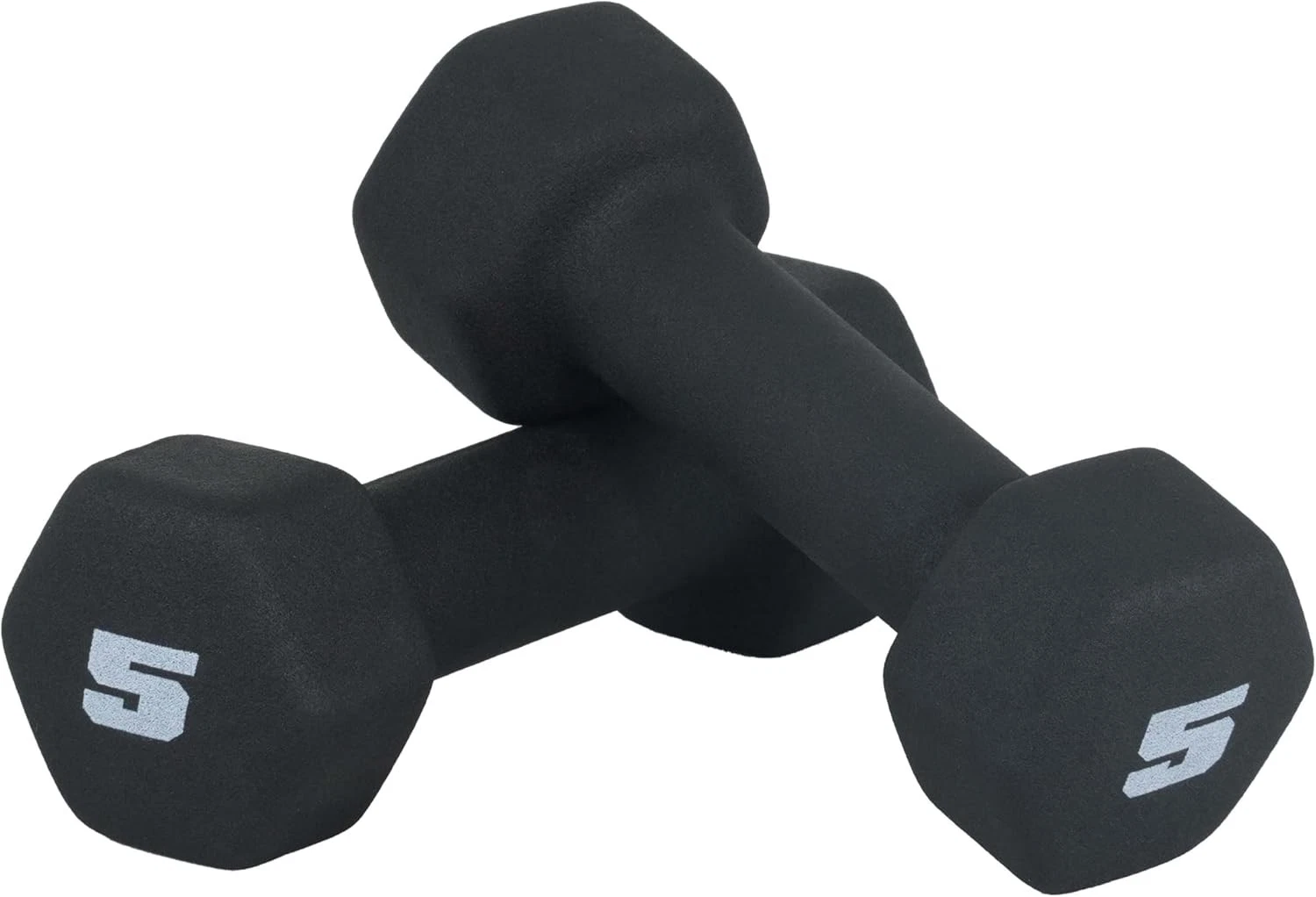 5 lb Pair Neoprene Dumbbells, Black – Home Gym & Fitness Exercise Weights