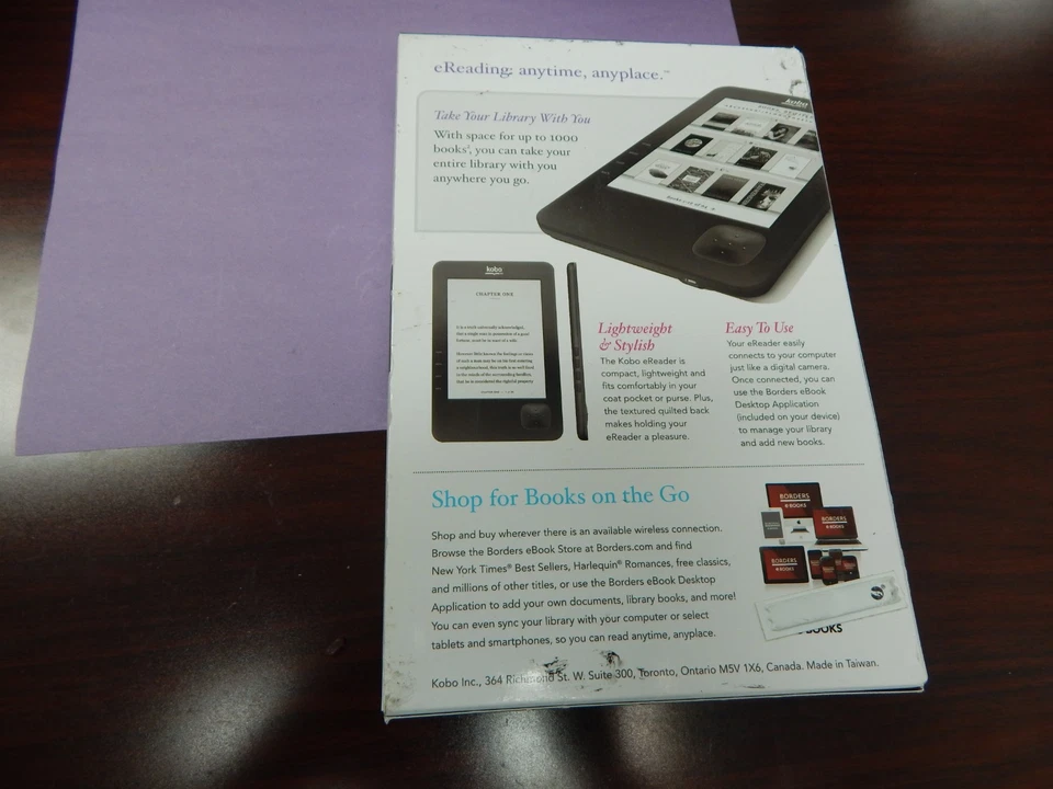 KOBO N647 E-READER, 1GB BLACK WIFI NEW OPEN BOX - Image 2 of 2