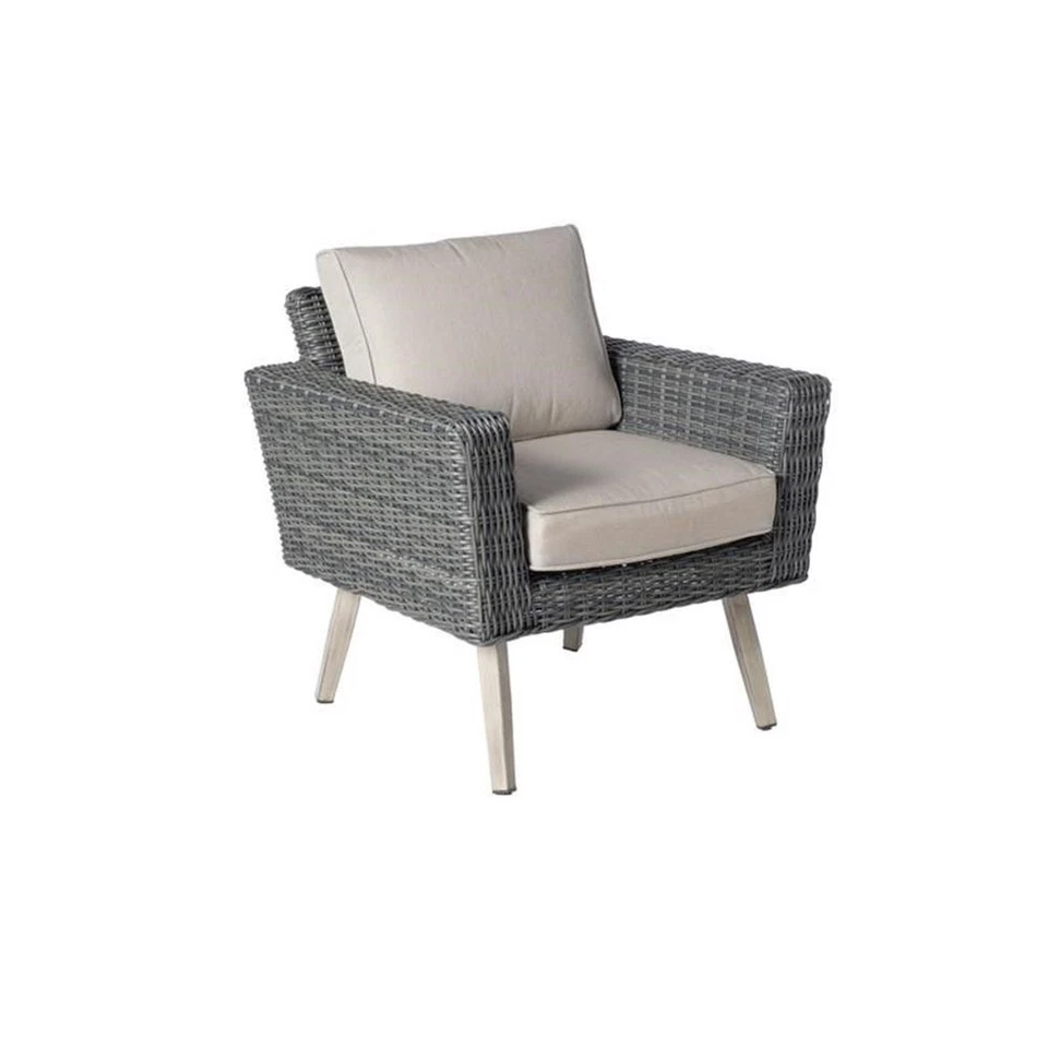 Grupo de asientos Alfresco Home Castlewood de 4 piezas de resina y mimbre en gris piedra Foto 3 de 4