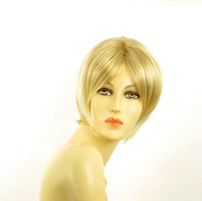 Perruque Femme Courte Blonde Doré Méché Très Clair - Synthétique, Bonnet Moyen, Modèle YASMINE 24BT613