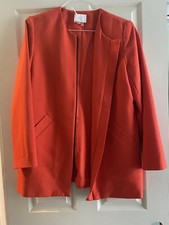 NWOT BLAZER SIZE L ORANGE RED CORAL BLAZER JACKET ZIPPER CAREER CASUAL