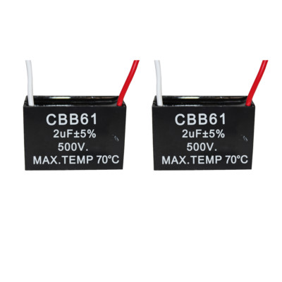 2PCS 500V 2UF CBB61 Ceiling Fan Motor Running Capacitor 2 Wire 50/60 Hz