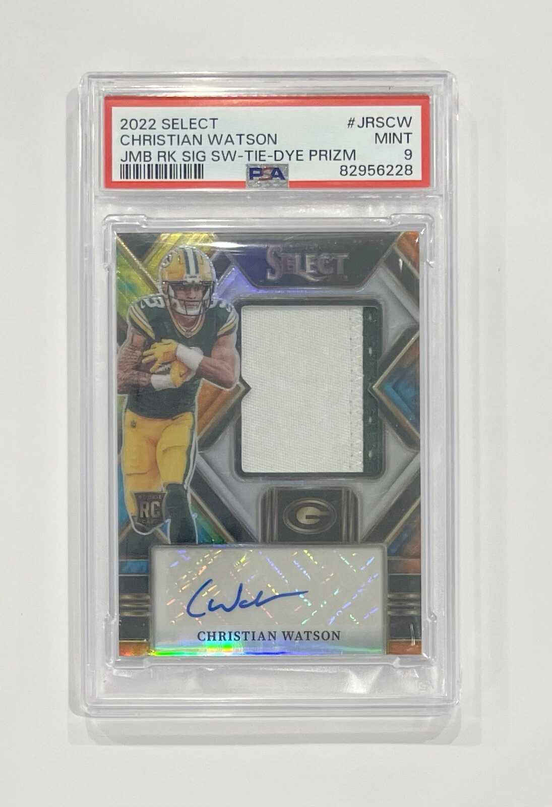 Christian Watson Panini Select Jumbo Rookie Signature Swatch #JRSCW Tie-Dye