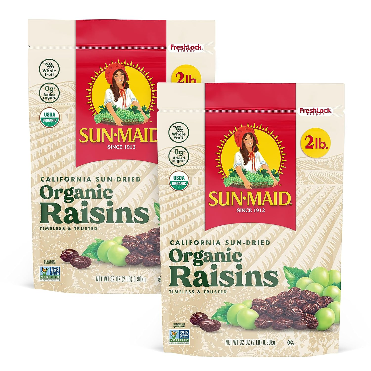Sun-Maid Organic Sun-Dried Raisins 32 oz - Resealable Bag