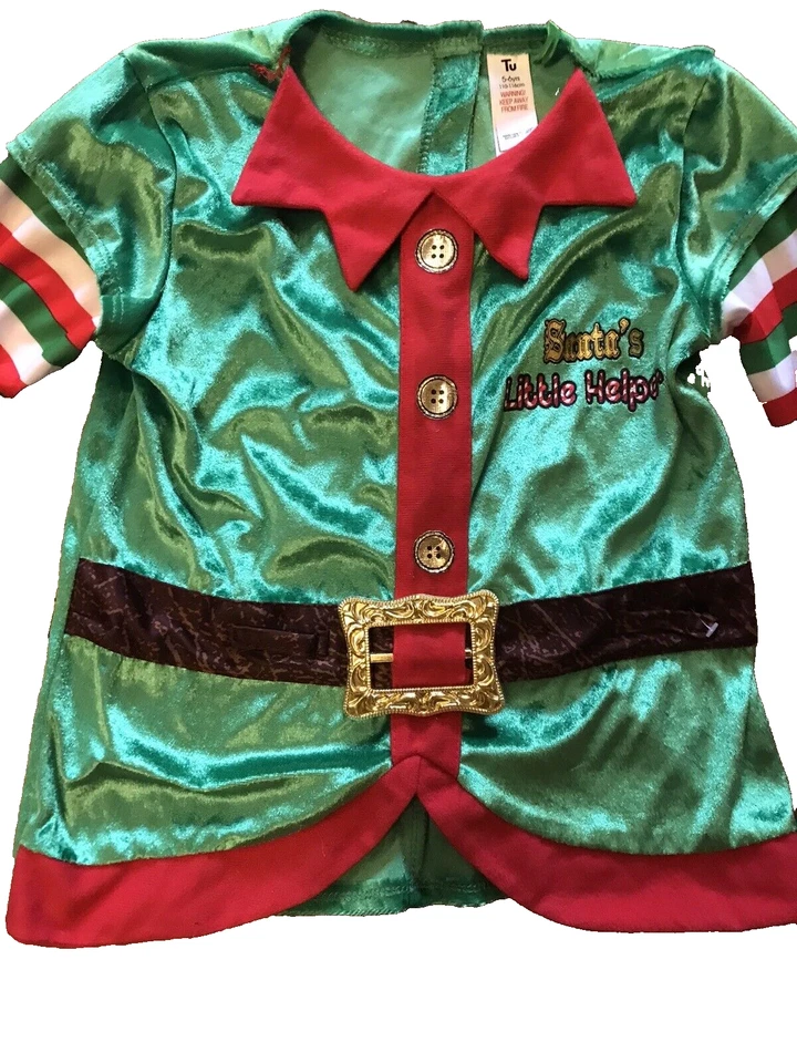 Very Swanky Velvet TU Age 5-6 Elf 2 Piece Outfit. Gorgeous Santas Little Helper - Image 3 of 4