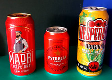 x3 EMPTY 330/440ml SPAIN BEER CANS MADRI, DESPERADOS SEVILIA, ESTRELLA BARCELONA